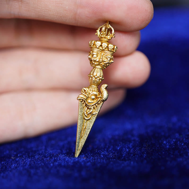 Pendentif de puissance spirituelle gravé en Buddha Stones du Tibet Dorje Vajra Décoration à suspendre