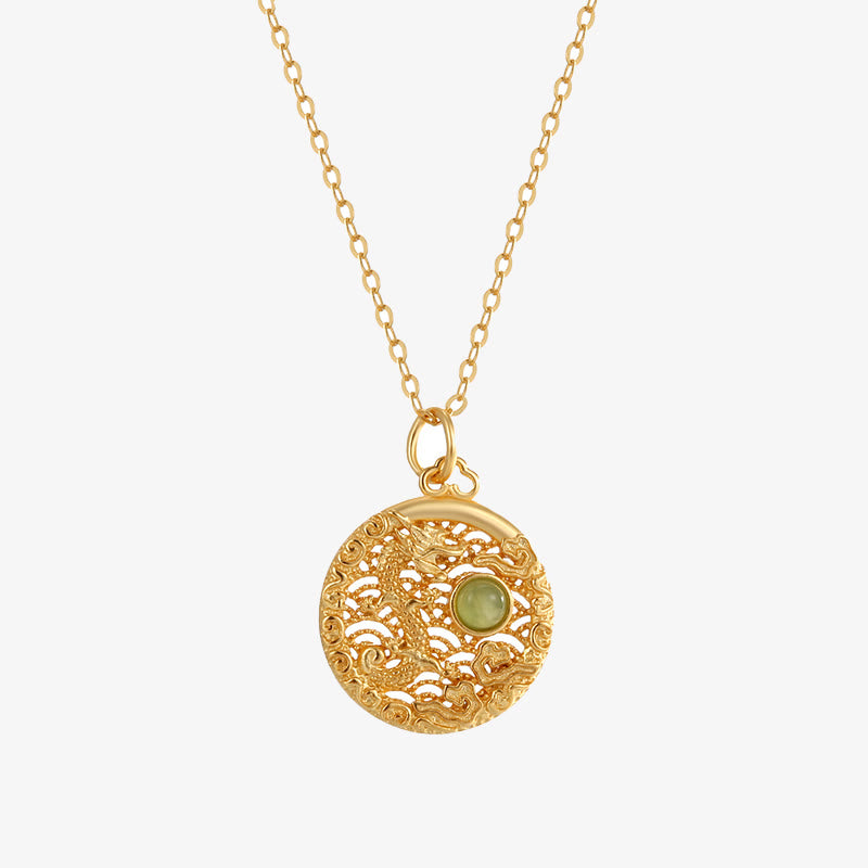 Collier pendentif porte-bonheur en argent sterling 925 Buddha Stones et nuages de bon augure en jade Hetian incrusté de jade Hetian