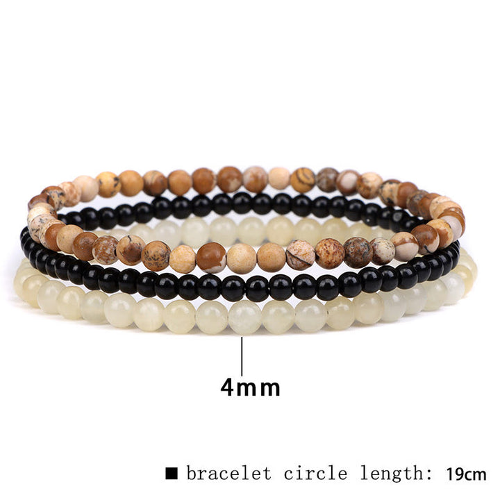 Bracelet spirituel de paix intérieure en pierre de cristal naturel 3 pièces Buddha Stones