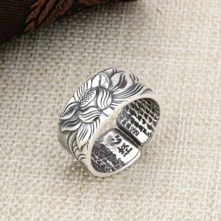 Bague de protection Sutra du cœur en argent sterling 999 Buddha Stones - image 8