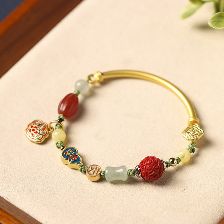 Bracelet tibétain en Buddha Stones , nuages de bon augure, fortune, bonheur, richesse, chance