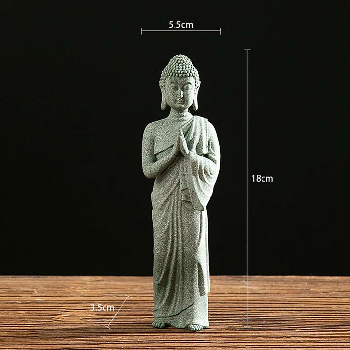 Buddha Stones Méditation Tibétaine Contemplation Bouddha Sérénité Compassion Statue Figurine Décoration - Statue de prière debout 5,5 x 3,5 x 18 cm - image 11