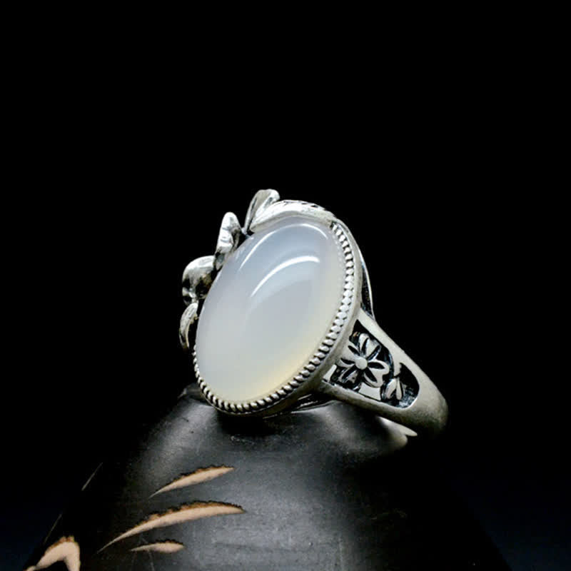 Bague d'harmonie positive en argent sterling 990 avec calcédoine naturelle et prune - image 12