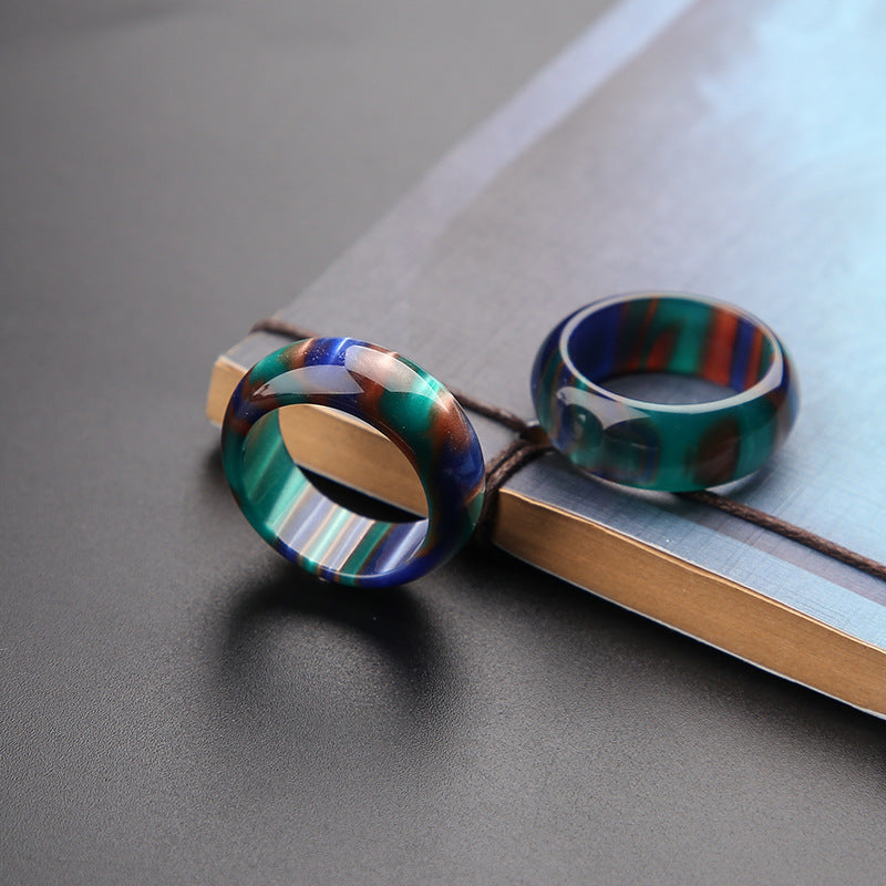 Bracelet et bague Mala positifs en Buddha Stones en saule de mer coloré - Anneau - image 7