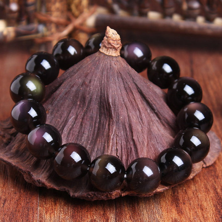 Bracelet positif en obsidienne arc-en-ciel naturelle de Buddha Stones