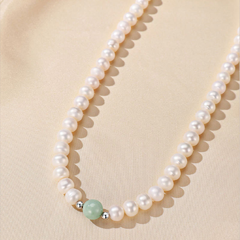 Collier et boucles d'oreilles en argent sterling 925 avec perles naturelles et jade de Buddha Stones avec coffret cadeau