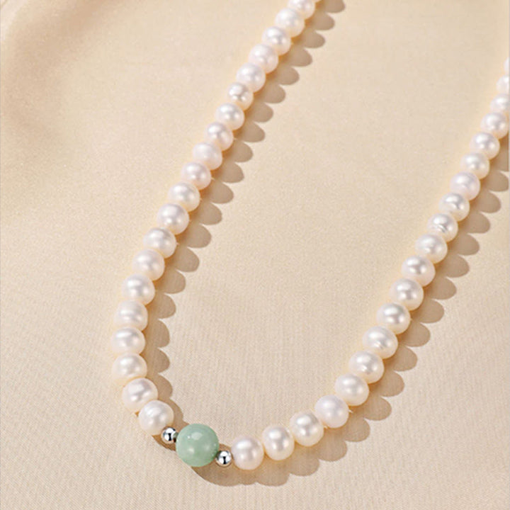 Collier et boucles d'oreilles en argent sterling 925 avec perles naturelles et jade de Buddha Stones avec coffret cadeau