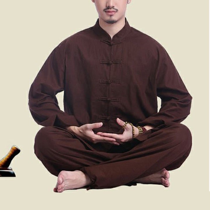 Ensemble pour homme en coton et lin avec boutons en forme de grenouille chinoise et Buddha Stones, méditation, prière, pratique spirituelle zen, yoga - image 17