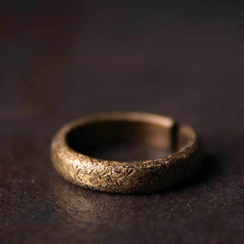 Bague de couple porte-bonheur en cuivre au design texturé vintage tibétain