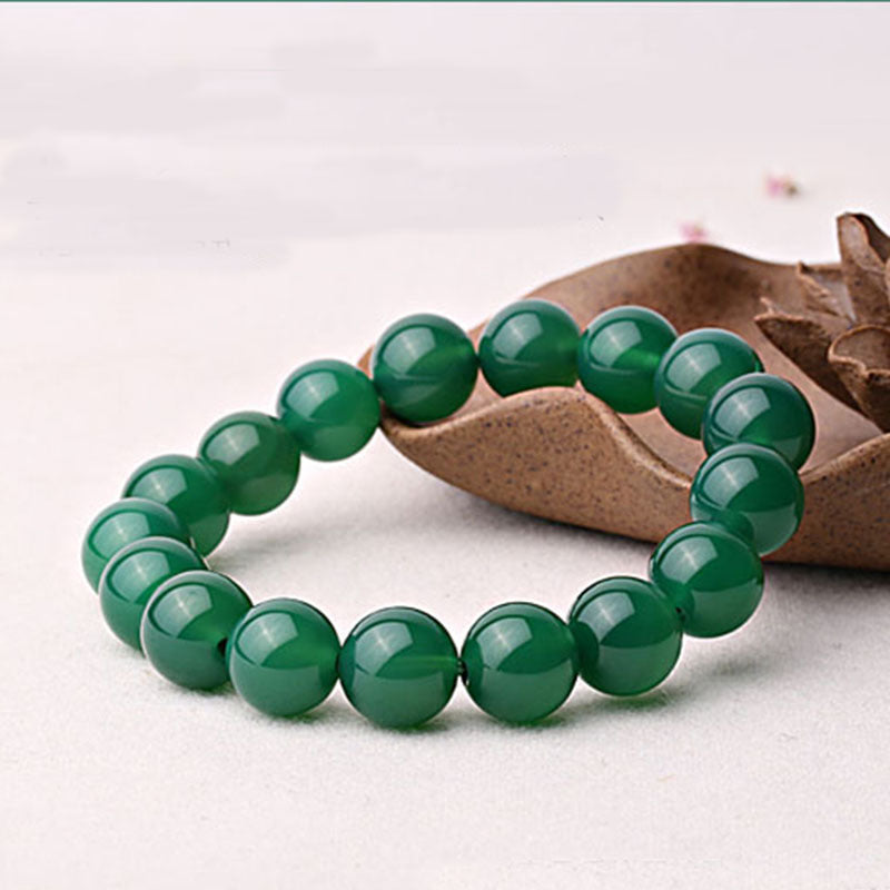 Bracelet de soutien en agate verte naturelle Buddha Stones