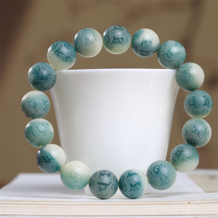 Bracelet gravé en Buddha Stones graines de Bodhi Om Mani Padme Hum pour éloigner les mauvais esprits