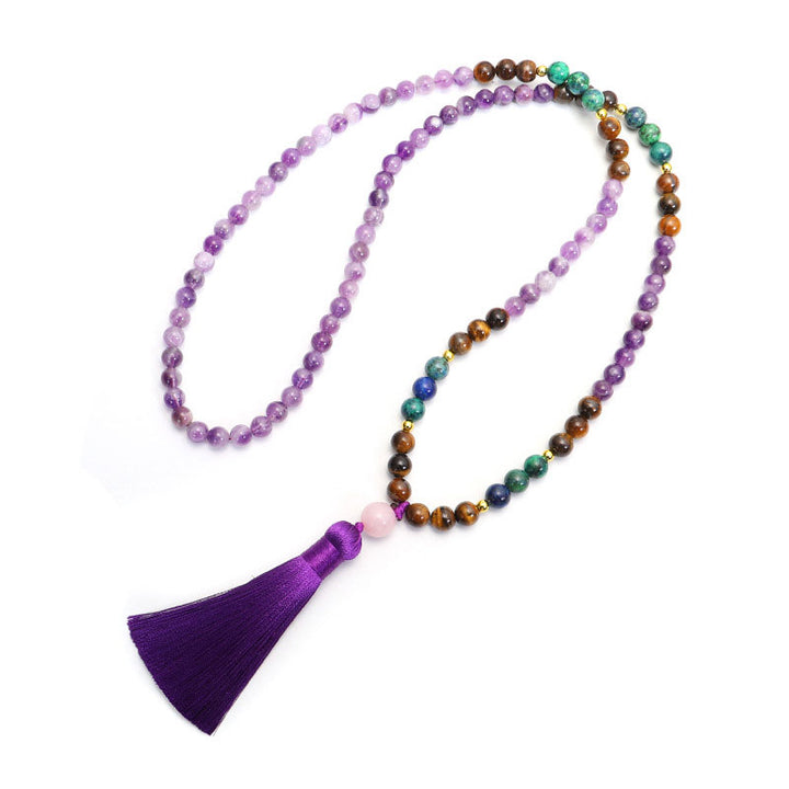 Ensemble Mala Purificateur Bracelet Améthyste Tibétain Buddha Stones