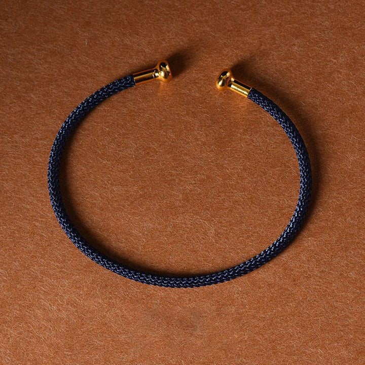 Bracelet manchette tressé fait main avec Buddha Stones au design simple - Bleu foncé - image 25