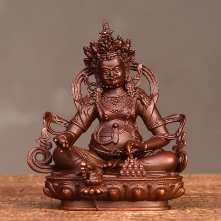 Figurine Bodhisattva Jambhala jaune Statue de compassion en cuivre Décoration de bureau à domicile