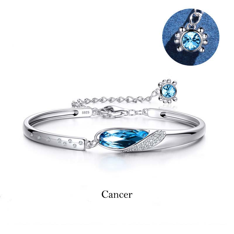 Bracelet à breloques en cuivre plaqué argent 925 Buddha Stones avec 12 constellations du zodiaque