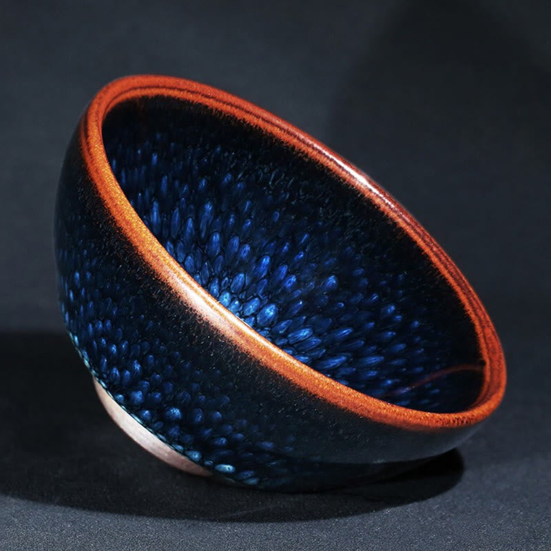 Tasse à thé en céramique chinoise Jianzhan faite à la main en Buddha Stones avec tache de Francolinus bleu