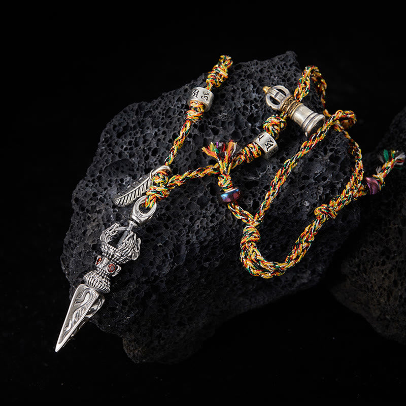 Collier pendentif en argent sterling 925 fait à la main avec Buddha Stones Dorje Vajra Om Mani Padme Hum Feather Strength - Dorje/Vajra (Illumination ♥ Pouvoir spirituel) - image 0