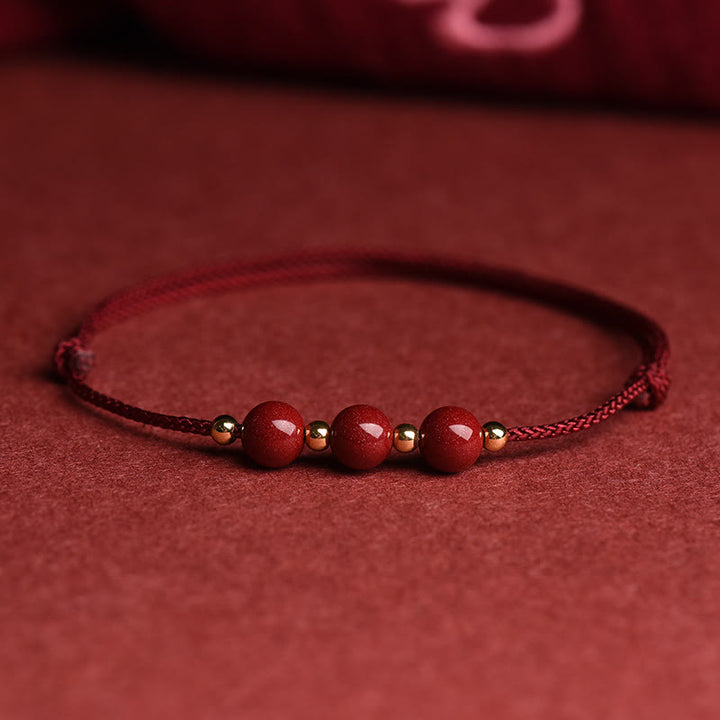Bracelet de cheville en perles de cinabre porte-bonheur naturelles en Buddha Stones