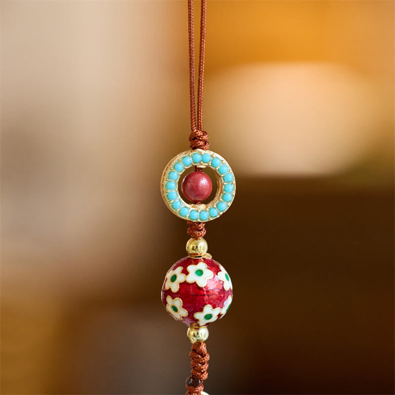 Buddha Stones Wu Lou Gourd Fu Caractère Tai Sui Amulette Fortune Téléphone Suspendu Décoration Porte-clés