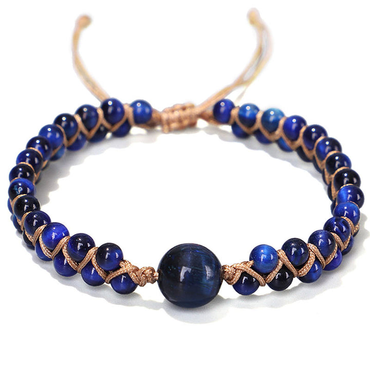 Bracelet de protection en pierre œil de tigre bleu divin Buddha Stones