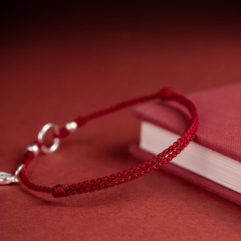 Bracelet en argent sterling 925 avec Buddha Stones et cordon rouge porte-bonheur, paix, joie, lotus, paix - image 8