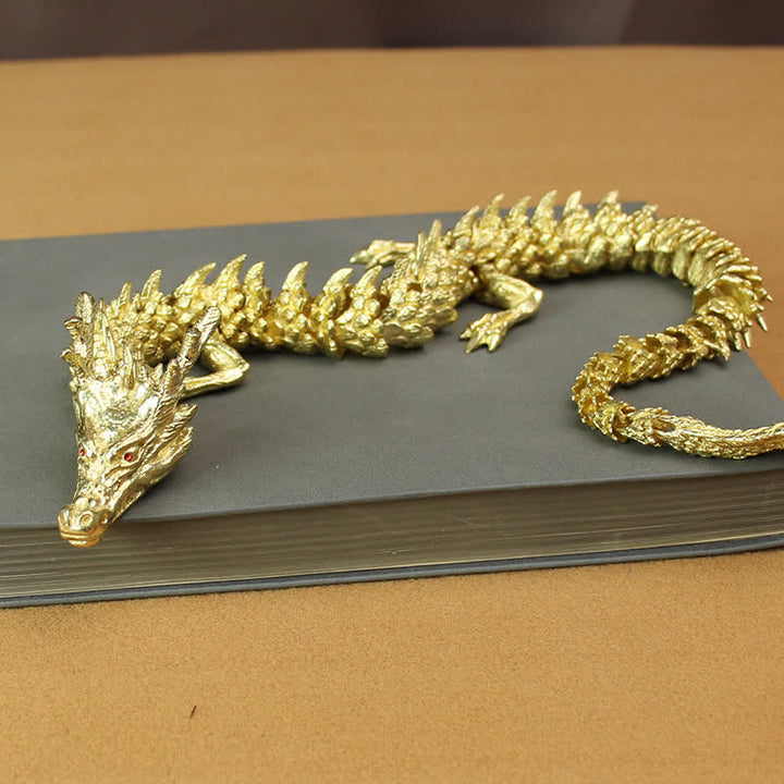 Statue de dragon en laiton et cuivre, protection de la richesse et de la chance, décoration de la maison - Or - image 7