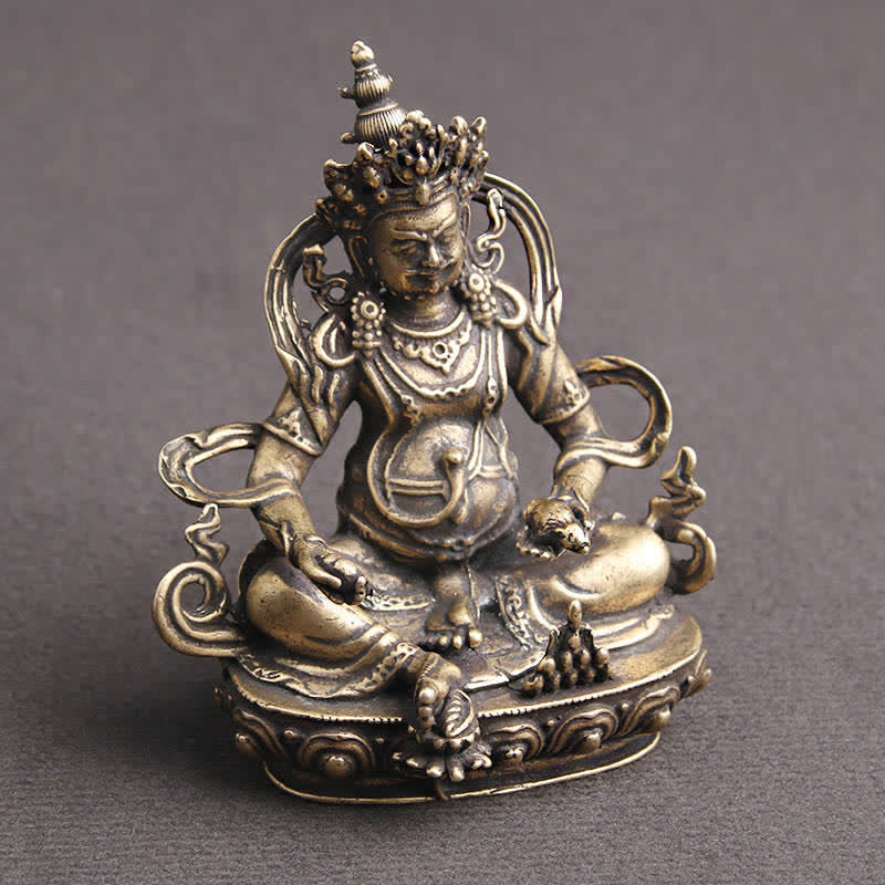 Buddha Stones Jaune Jambhala Bodhisattva Figurine Sérénité Statue en Cuivre Décoration