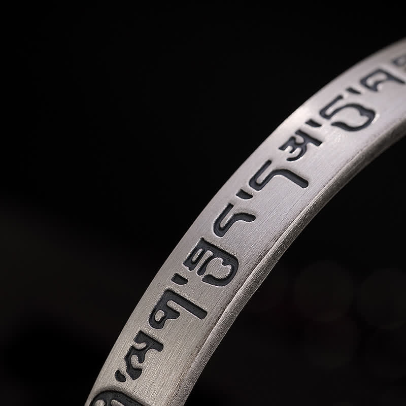 Bracelet de protection en argent sterling 999 avec six mots vrais et sutra du cœur de Buddha Stones