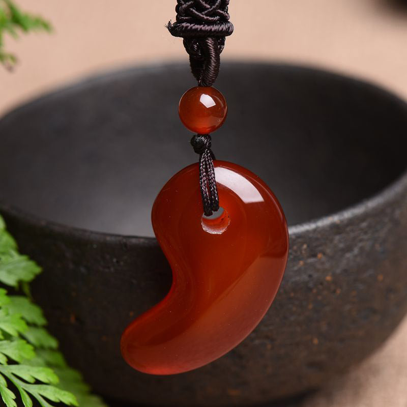 Collier de confiance et de calme en agate rouge et agate verte à motif de lune - Agate rouge - image 2