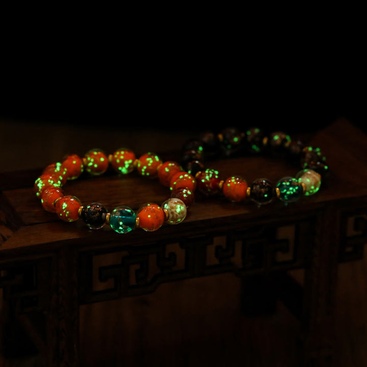 Bracelet porte-bonheur en perles de verre Liuli lumineuses Buddha Stones