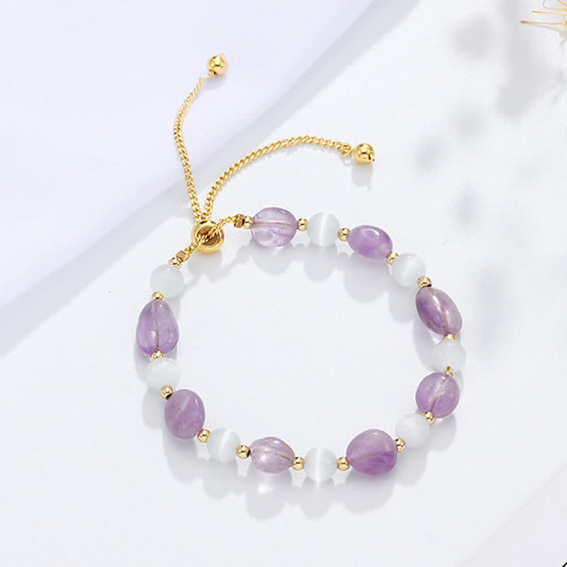 Bracelet de conscience spirituelle en cristal rose améthyste et quartz rutile noir - image 2