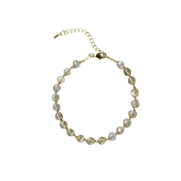 Bracelet de guérison positif en pierre de lune naturelle plaqué or 14 carats de Buddha Stones - image 7