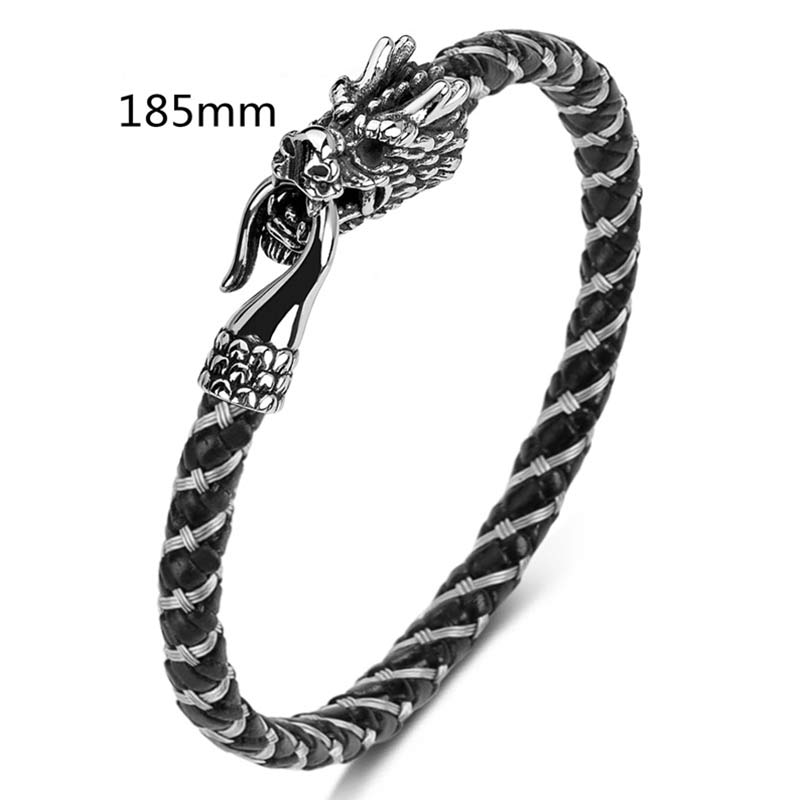 Bracelet de protection en acier titane avec dragon et Buddha Stones