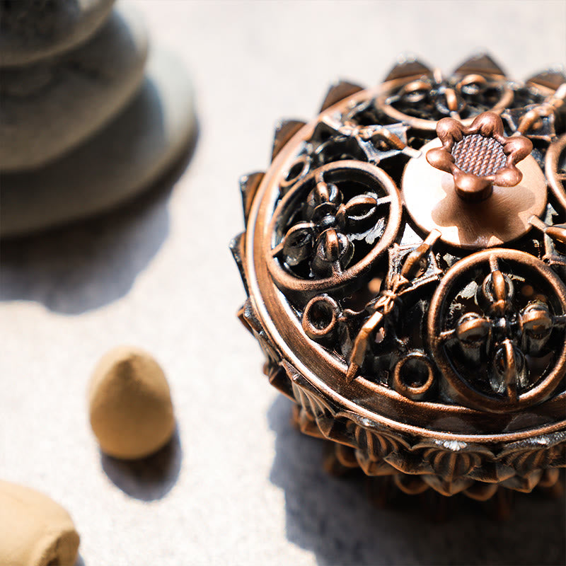 Brûleur d'encens purificateur en forme de lotus tibétain en Buddha Stones
