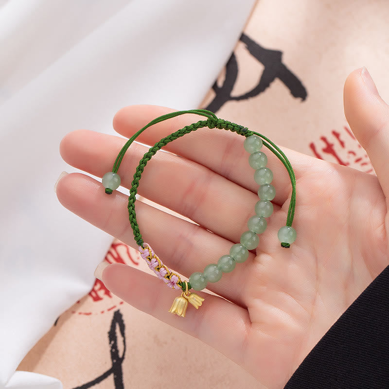 Bracelet tressé porte-bonheur en perles de jade faites à la main avec breloque Buddha Stones