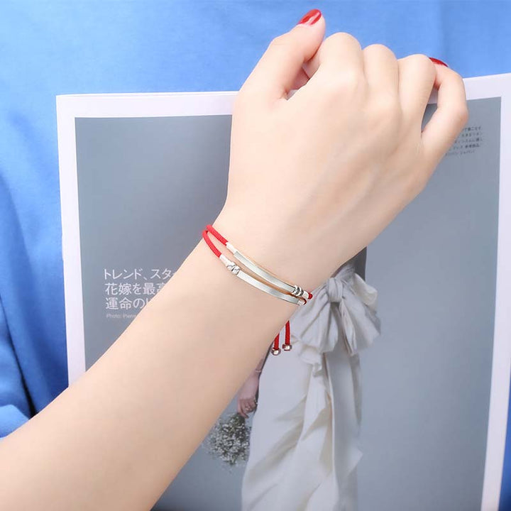 Bracelet tressé en argent sterling 925 avec cordon rouge et Buddha Stones