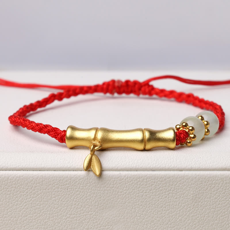 Bracelet tressé en bambou Buddha Stones et motif porte-bonheur