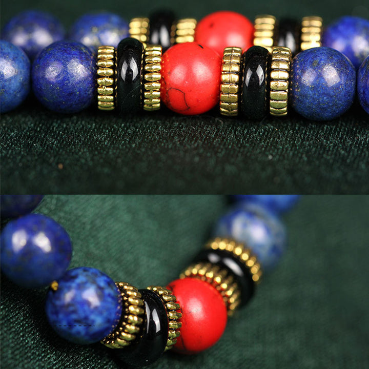 Bracelet tibétain mala en lapis-lazuli et Buddha Stones , porteur de positivité - image 8