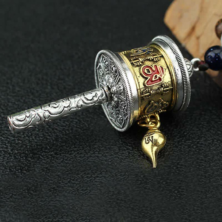 Collier pendentif en bois Vajra Buddha Stones tibétaines Om Mani Padme Hum et rotation de la roue de prière - image 9