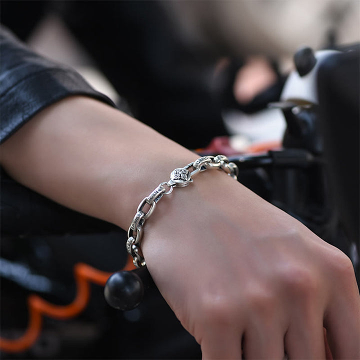 Bracelet de sagesse gravé en cuivre double Dorje Buddha Stones Om Mani Padme Hum