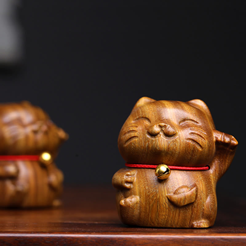 Buddha Stones de Santal Vert Petit Mini Mignon Chat Porte-Bonheur Décorations de Paix - image 14