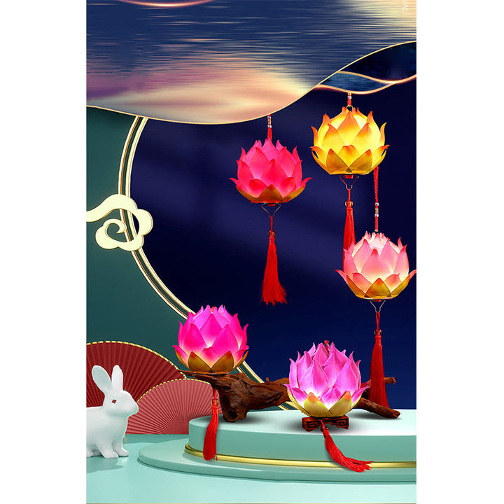 Lampe à pompon en forme de lanterne en forme de Buddha Stones et de fleur de lotus à faire soi-même