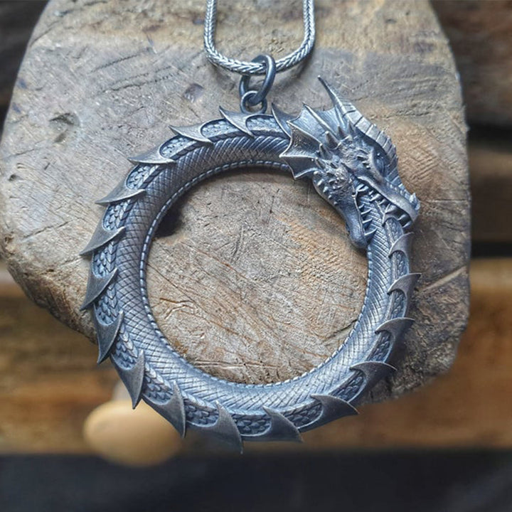 Collier pendentif protection serpent dragon en étain pur Buddha Stones - image 4