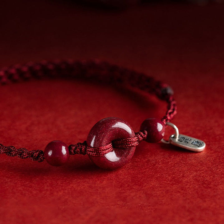 Bracelet de cheville en corde de bénédiction avec breloque en cinabre faite à la main en Buddha Stones