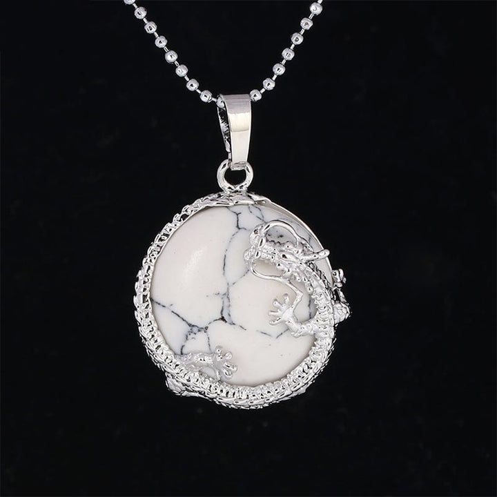 Collier pendentif en cristal de quartz naturel avec énergie de guérison et dragon chinois en Buddha Stones