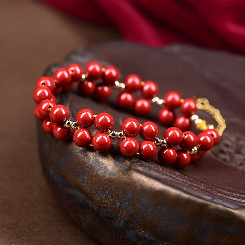 Bracelet de bénédiction en perles de cinabre naturelles de Buddha Stones
