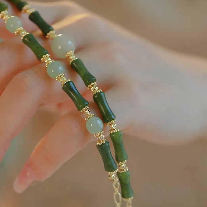 Bracelet chaîne porte-bonheur en bambou avec Buddha Stones