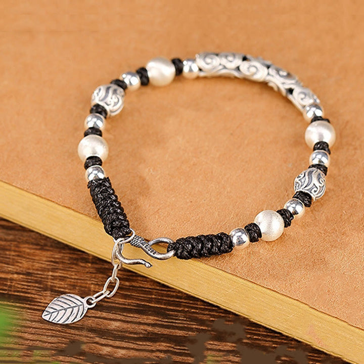 Bracelet en fil de richesse en argent sterling 999 fait main en cuivre et Buddha Stones du Tibet
