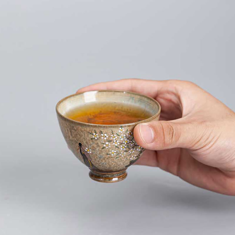 Buddha Stones Jingdezhen peintes à la main en porcelaine au four Ru Hanfu Girl Flower Ceramic Teacup Kung Fu Tea Cups