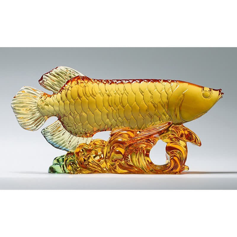 Pièce d'art en cristal de poisson Koi faite à la main Liuli, décoration de bureau à domicile porte-bonheur